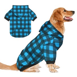 GreenJoy Plaid Dog Sweaters Hoodies Sweatshirts for Dogs Cats, Warm and Soft Cold Weater Coats for Christmas and Everyday Wear. (X-Large, Blue)