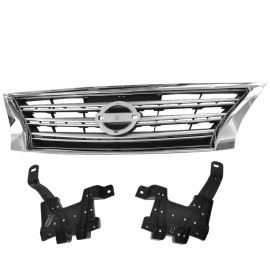 CARFIXPARTS Front Shell Silver Insert W/ Chrome Grille  FIT FOR 2013 2014 2015 Nissan Sentra