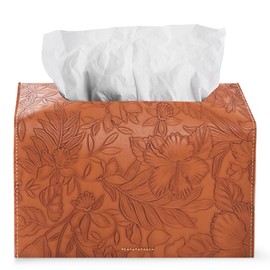 Hennaja Leather Cover for Disposable Paper Hand Towel Box, Compatible with Kleenex Paper Hand Towel(1-Carved Brown)