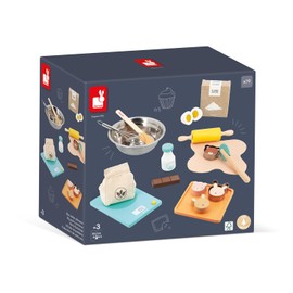 Janod - Meine Konditorei - Role Toy Kitchen and Dinnerware - 19 Wooden and Felt Accessories - FSC Certified - Watercolour - from 3 Years, J06618