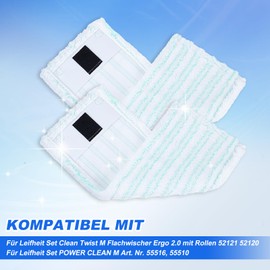KEEPOW 3 Mop Covers for Leifheit Clean Twist M Ergo Micro Duo / Power CLEAN M, for All Smooth Floors, Floor Mop Replacement Cover with 2 Fibre System, for Leifheit Floor Mop Replacement Cover
