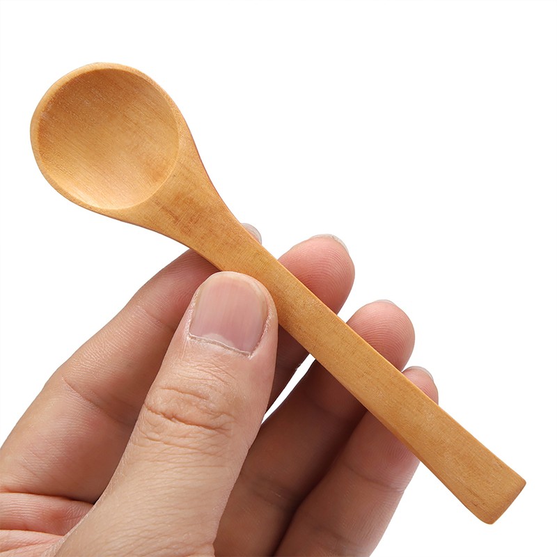 30pcs Mini Natural Wooden Children Spoon Kitchen Condiment Tool
