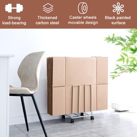 HUDABAIDI Carton Storage Cart, Portable Carton Stand with Wheels, Moving Carbon Steel Carton Cart for Home Warehouse, Compact Carton Organizer (White)