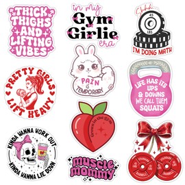 SUNHADO (10 Pcs, 3 inch) - Gym Girl Sticker Pack, Funny Workout Weightlifting Stickers, Pretty Girls Lift Heavy Decals, Muscle Mommy Motivational Gifts Decoration for Laptops, Phones, Bottles