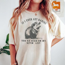 If I Ever Get Rabies Shirt, You're High On My Bitin' List TShirt, Raccoon Shirt, Trendy Tee, Gift For Friends, Everyday Basic:_Ivory_Comfort Colors T-Shirt - S