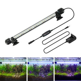 BELLALICHT LED Aquarium Light With Timer, Aquarium Lamp, White Blue Light With Built-in Dimmer Timer, 10 Brightness Levels, IP67 Waterproof Light for Fish Tank Plants