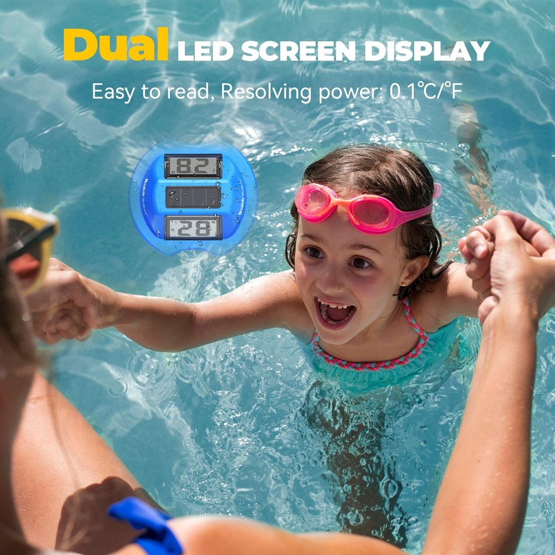 BaldrTherm Pool Thermometer Solar Digital Floating, High Precision Large Screen
