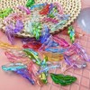 Tingoons 60 PCS Acrylic Leaf Shape Beads Transparent Plastic with