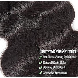 Jucames 16 Inch Natural Weave Brazilian Natural Wave Human Hair Brazilian Human Hair Extensions Double Natural Color