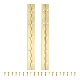 PATIKIL 10x1.2 Inch Piano Hinge,2 Pcs 304 Stainless Steel Continuous Hinge with Holes for Piano Gate Door Wooden Storage Box Cabinet Boat,Gold