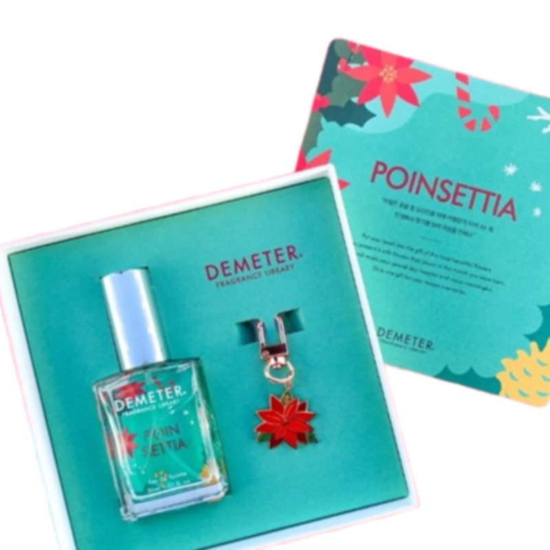 Demeter Poinsettia Toilette Keyring December Birth Flower Set BNS /