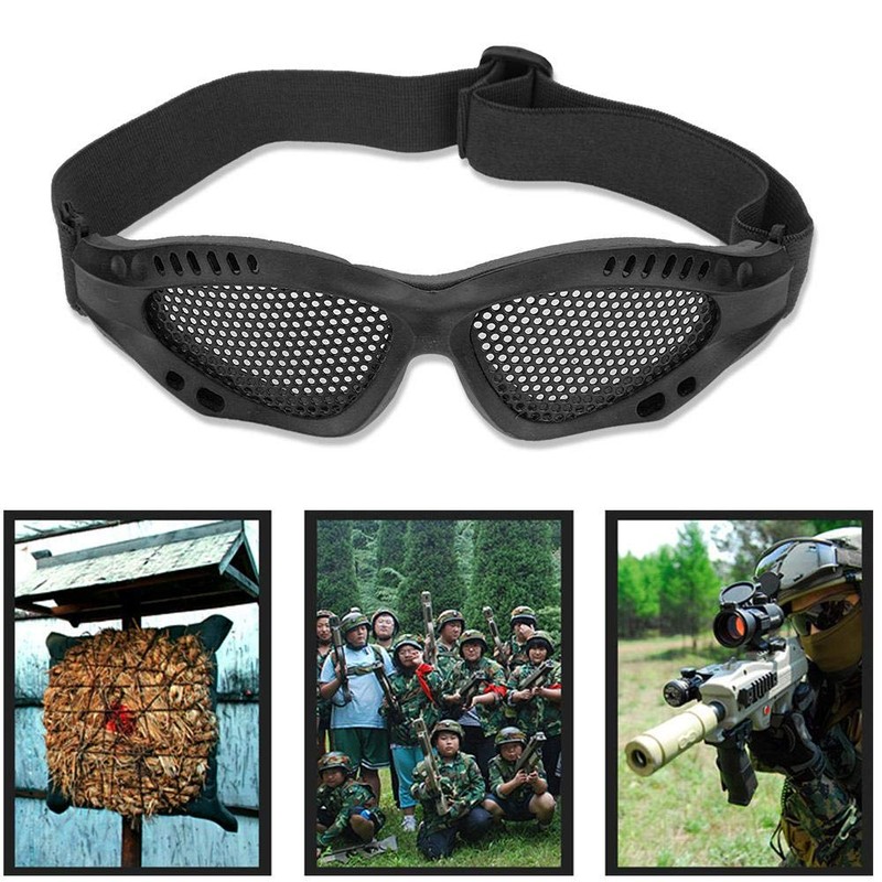 Tbest Tactical Mesh Eye Protection,Airsoft Mesh Goggles Protective Adjustable Metal