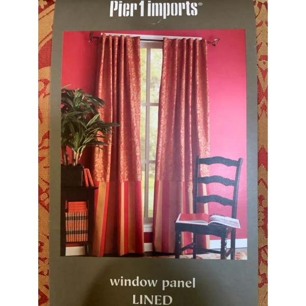 Pier 1 Imports Damask Window Curtain Panel (1) Rich Red