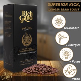 Rich gano Reishi Mushroom Coffee – (7 Boxes of 30 Sachets) Black Coffee with Ganoderma Extract – All Natural Vegan Friendly Instant Coffee Packets – Zero Jitters Energize Support