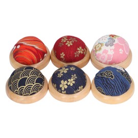 Pin Cushion 6Pcs Wooden Base Pin Cushions Needle Holder, Pin Holder Handmade Ewing Tools Needle Pincushions, Round Clip Holder Sewing Accessories for Household Sewing Quilting