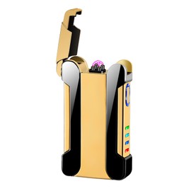 BABOBIU Electric Lighter USB Lighter Flameless Windproof Electronic Lighter Plasma Arc Lighter with Type-C Fast Charging Gift for Father's Day, Christmas, Birthday (Gold)