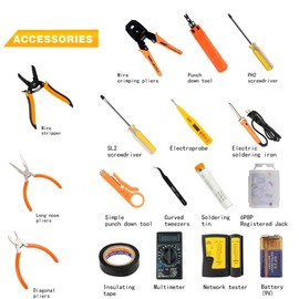 LEATBUY-TECH LEATBUY Crimper Cat5/Cat5e/Cat6 Crimping Tool RJ45 Crimp Tool Set for RJ11/RJ12 Pass Through for Regular End-Pass-Through with 50PCS Connectors, 50PCS Covers Network Wire Stripper(Black)