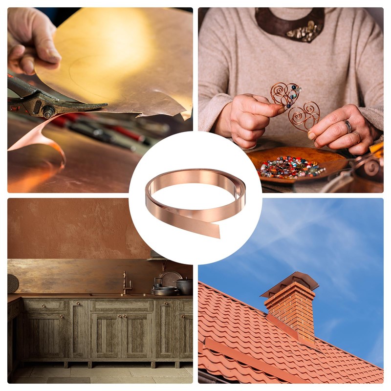 HARFINGTON 2pcs Copper Sheet Roll 0.3mm Thick Copper Flashing 99.95%
