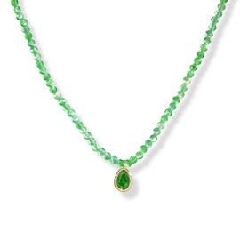 Melhill Natural Gemstone Necklace Opal Pendant Elegant Minimalist Jewelry for Women