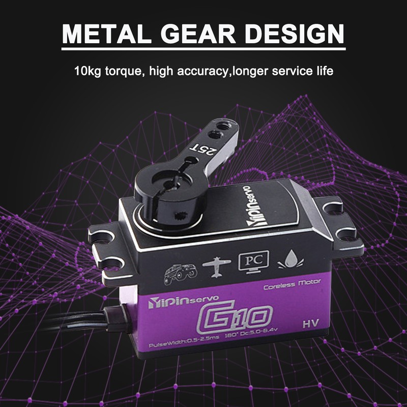 YIPINServo 10KG Digital Servo Metal Gear Servo Waterproof for 1/8
