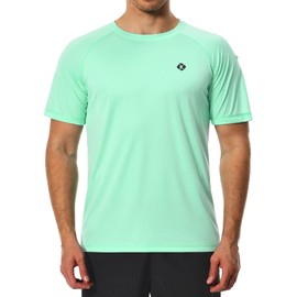 Men's Swim Shirts Quick Dry Rash Guard UPF 50+ Sun Protection Fishing Beach Water Shirts Short Sleeve Green