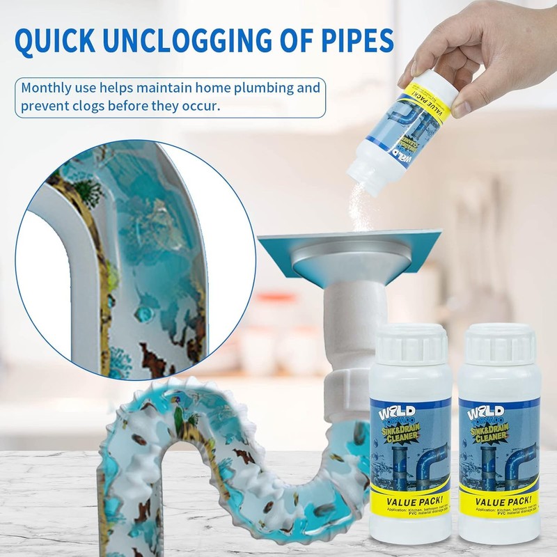 Wild Tornado Pipe Dredge,Powerful Sink Cleaner Powder Fast Foaming for