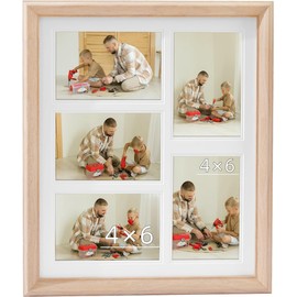 Gmllary 11x14 Collage Picture Frame Natural Wood, 5-4x6 Photo Frame,1 Pack