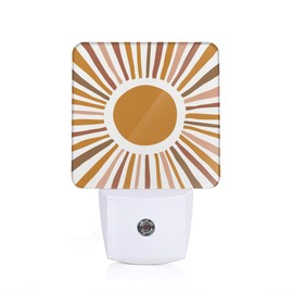 Retro Boho Sun Dusk to Dawn Night Light, Auto Sensor Lamp Home Indoor Stairway Kitchen Corridor, Night Lights Plug into Wall Decor, Boys Girls Women Men Room Gifts