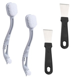 Vubbkdi 4 Pcs Bird Cage Cleaner with Two Brush Heads Long Handle Tool, Stainless Steel Bird Droppings Cleaning Scraper for Cleaning Bird Parrot Cages Kennels Perches