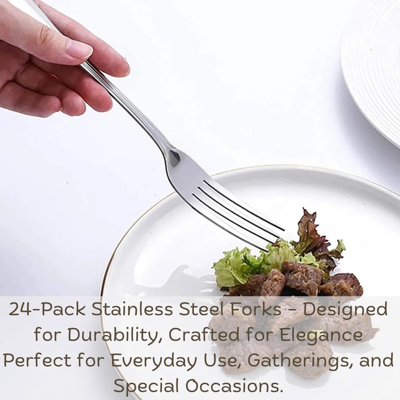 Stainless Steel Forks Set of 24 | Heavy Duty Dinner