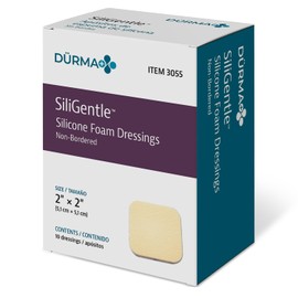 Dynarex Siligentle Sterile Non-Adhesive Silver Silicone Foam Dressing for Wound Care, 10 Count