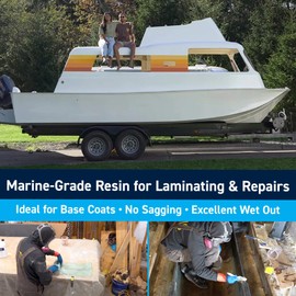 TotalBoat Polyester Laminating Resin - Marine Grade Fiberglass Resin and MEKP Catalyst for Layups and Repairs (Gallon)
