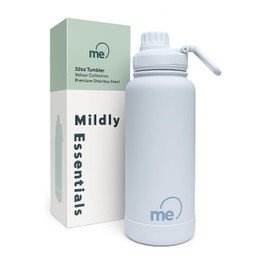 Mildly Essentials Premium Insulated Stainless Steel Water Bottle (1L/32oz), Double-Walled Vaccuum, BPA Free, Leak-Proof, Sports Travel Gym Tumbler (Charcoal Black)