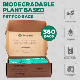 Dry Paws - Eco-Friendly Poop Bags - Triple-Thick Leakproof - Compostable Dog Poop Bags - Biodegradable Pet Waste Bags - Easy Tear Poop Bags for Dogs - 360 Bags