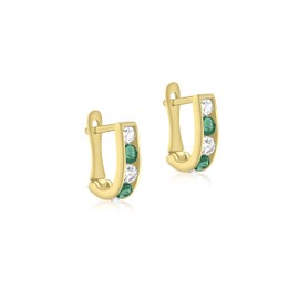 Carissima Gold Women's 9 ct Yellow Gold 10 x 2 mm White and Green Cubic Zirconia Half Hoop Earrings