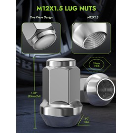 AUTOPTIM M12x1.5 16PCS ATV Lug Nuts - Replacement for Polaris Ranger XP 900/1000, General 1000, RZR S 900, XP 1000, Pioneer 500, 700, 1000 Aftermarket Wheel Lug Nuts Chrome Closed End