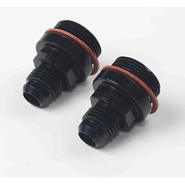 JEGS Carburetor Fuel Inlet AN Fittings | -6 AN to 7/8 “-20 | Black | 2 Per Package | Includes Washers | Fits Holley Dual Feed And Quadrajet Carbs