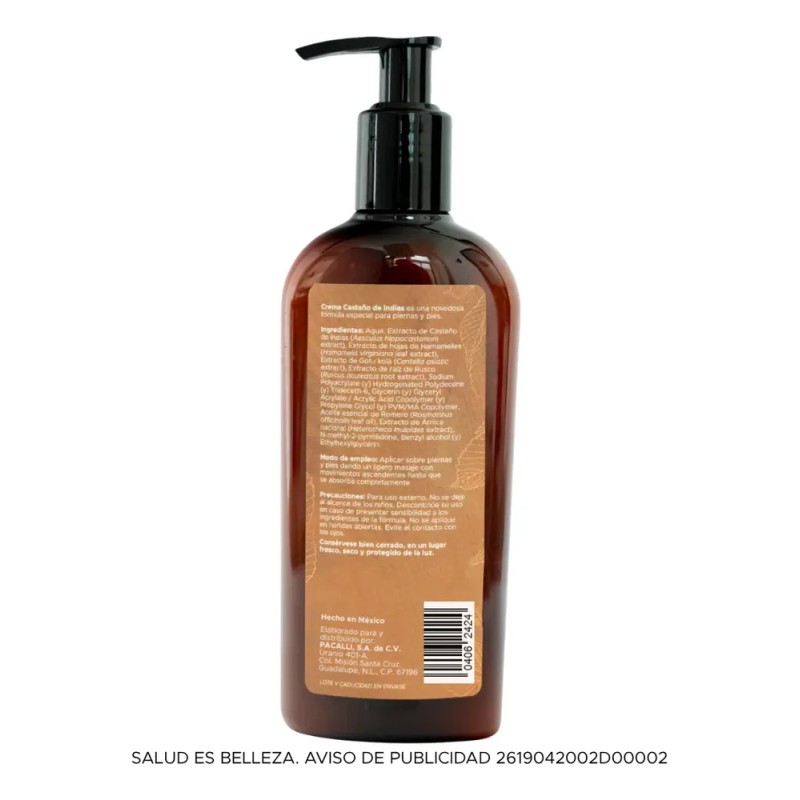 Crema Castaño De Indias 2 Pack Pacalli 250g Piernas Y