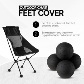 Stabilizing Rubber Ball Feet for Helinox Camping Chair - Durable Outdoor Chair Leg Cap, Help Stability on Rugged and Uneven Surfaces (Black, 45mm)