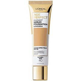 L'Oréal Paris Age Perfect Radiant Serum Foundation con SPF 50, pulido natural, 1 onza