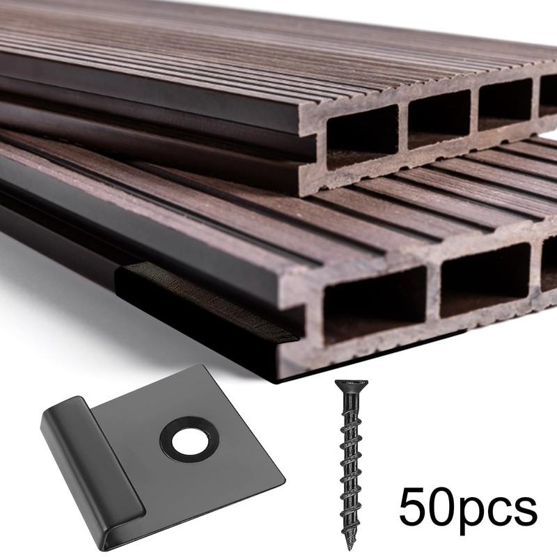 Pack of 50 WPC Mounting Clips, End Clip, Decking, Hidden