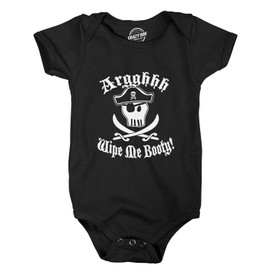 Crazy Dog T-Shirts Wipe Me Booty Aaaargh Romper Funny Pirate Sword Baby Creeper Bodysuit Funny Baby Onesies Novelty Onesie Black 24 Months