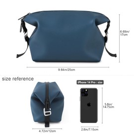 CONTAIL 6.5" 3L Silicone Toiletry Bag with 3 Mesh Pocket,Water-resistant Mens Dopp Kit,Foldable Shaving Bag for Toiletries Accessories,Navy Blue