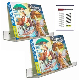 Acrylic Shelf 16 Inch (2Pack) - Acrylic Bookshelf for Toys & Books - Spice Rack & Floating Display - Acrylic Floating Shelves for Makeup & Cosmetic Product - Clear Acrylic Shelf for Books & Magazines