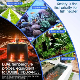 hygger Aquarium Heater 500W/800W/1000W,Fish Tank Heater with Danger Warning Automatically Stops Heating System and Digital LED Controller,for Freshwater or Saltwater 110-240 Gallon Tank