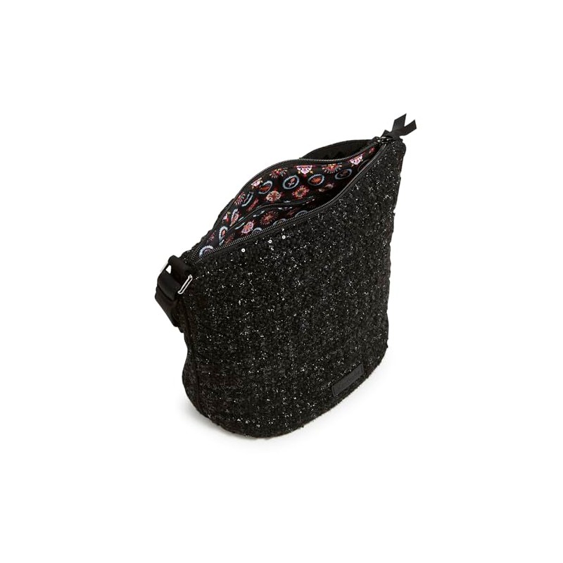Vera Bradley Women Cotton Shoulder Bag Crossbody Purse, Black, One