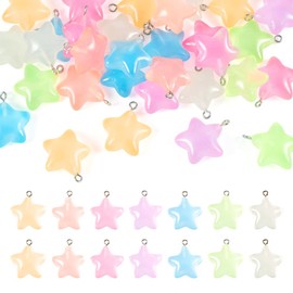 KISSITTY 42Pcs Glow in The Dark Star Resin Charms Luminous Star Pendants Colorful Star Dangle Charms for DIY Necklace Bracelet Earring Key Chain Jewelry Making