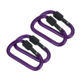 PATIKIL Locking Hook 3", 4 Pack Aluminum D Ring Shape Clip Screw Gate Lock Quick Link for Keychain Outdoor Camping Hiking, Purple