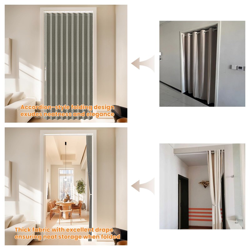AJAZZ 100% Blackout Accordion Doors Interior Invisible Folding Door for