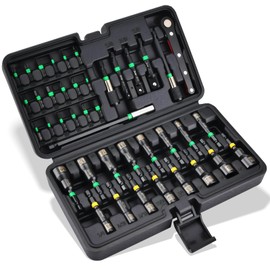 AEROFORCE 41 PCS Magnetic Nut Driver Set, Impact Drill Driver Bit 1/4" Hex Shank, SAE & Metric Cr-V Steel Power Nut Drivers with Quick-release Extensions, Impact Socket Adapters, Bit Holder